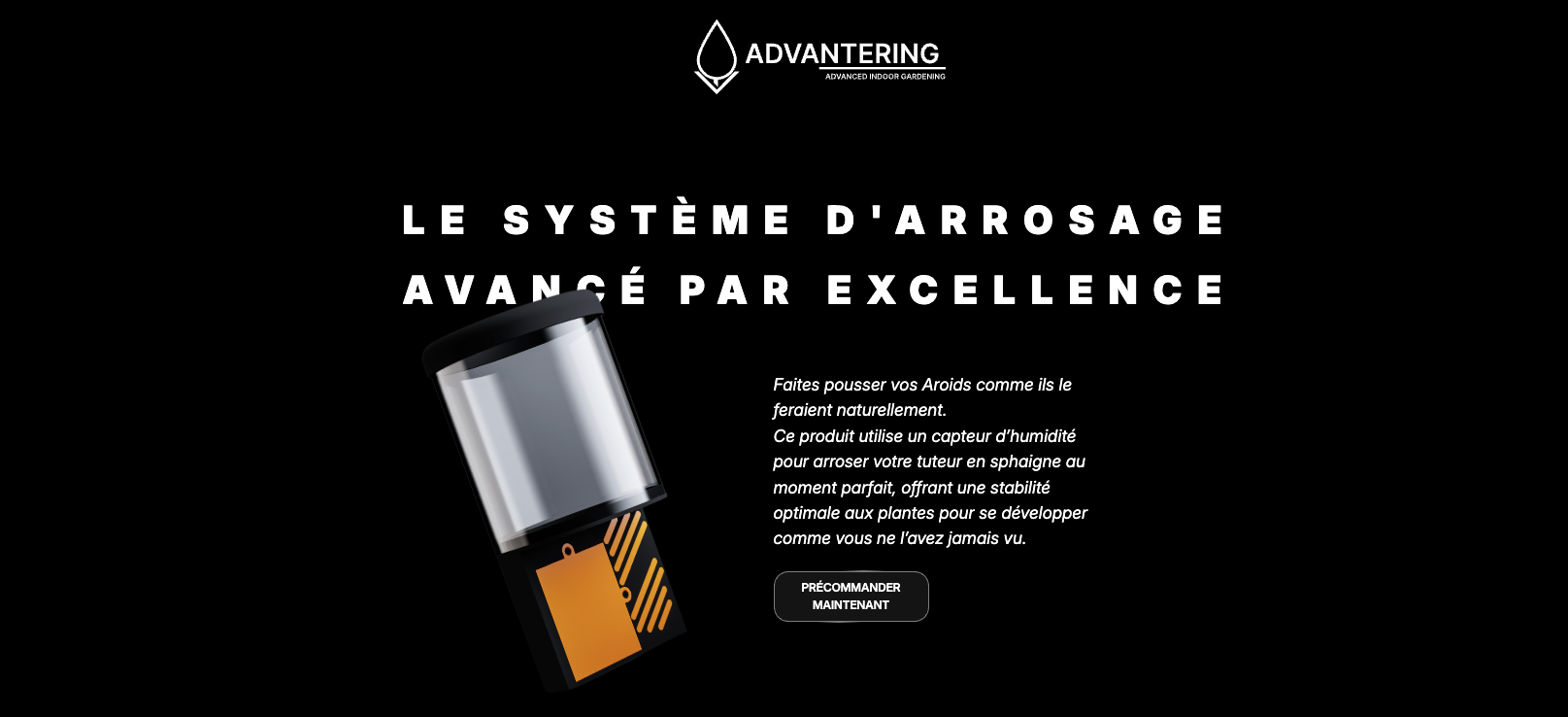 Page d'accueil du site web de la marque ADVANTERING